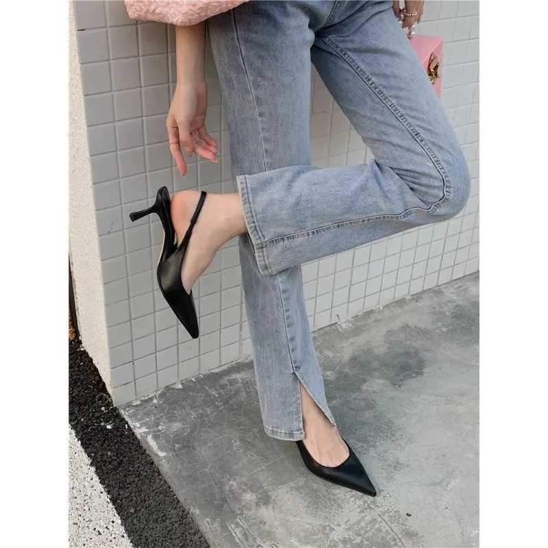 Popular Pointed Toe Women Sandals New Arrivals Black White Silver Summer Dress Shoes Thin High Heels Elastic Band Ladies Pumps W250910