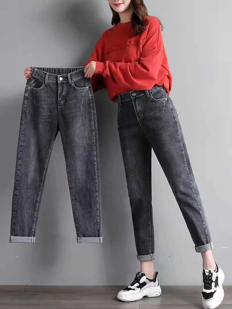 Big Size 5xl High Waist Harem Vaqueros Casual Strecth Baggy Korea Pencil Jeans Streetwear New Vintage Fashion Women Denim Pants Z250910