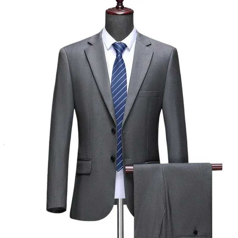 Suit S8XL Blazer Trousers Mens Fashion Business Plus Size Gentlemans Casual Shirt for Work Slimfit Wedding Formal Suit W250910