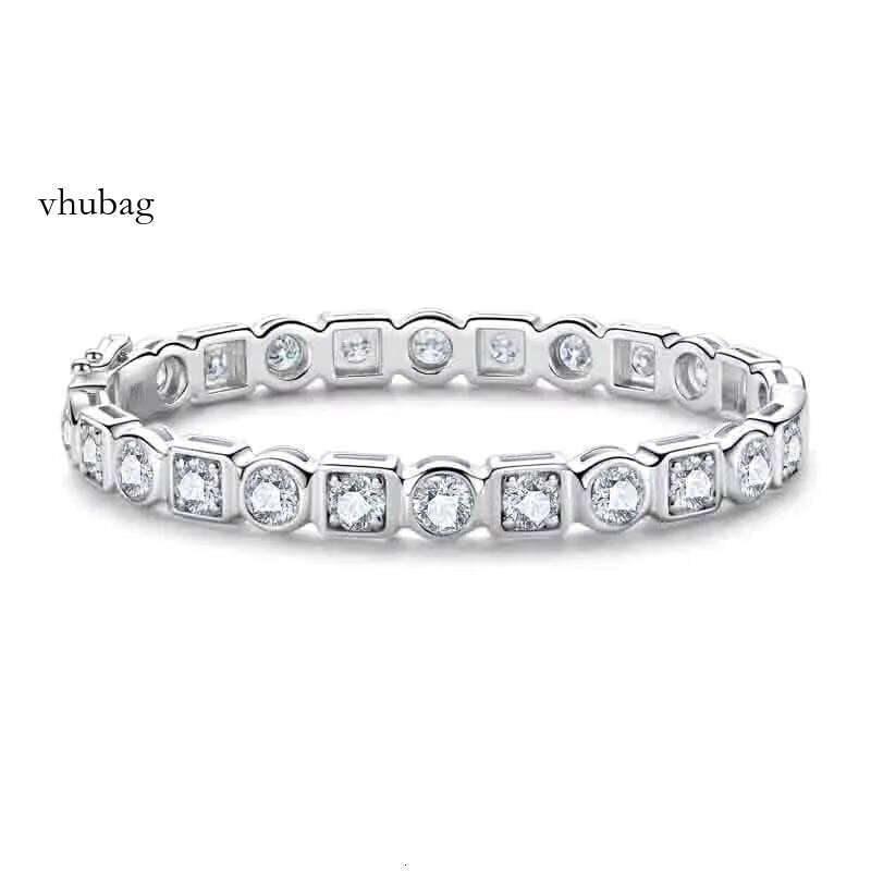 Dia Tennis Sterling Sliver Round Cut Moissanite Classic Bracelet For Women & Men Jewelry