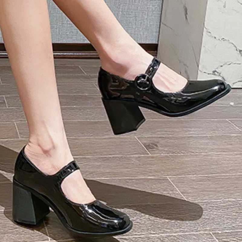 Mary Jane Shoes Women British Style Spring Autumn Retro Square Head High Heels Casual Comfortable Party Pumps Zapato De Tacon W250910