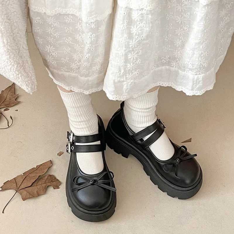 Ladies Shoes 2025 Brand Mary Janes Womens High Heels New Dress Pumps Women Bow Tie Round Toe Buckle Strap Med Heel Shoes Women W250910