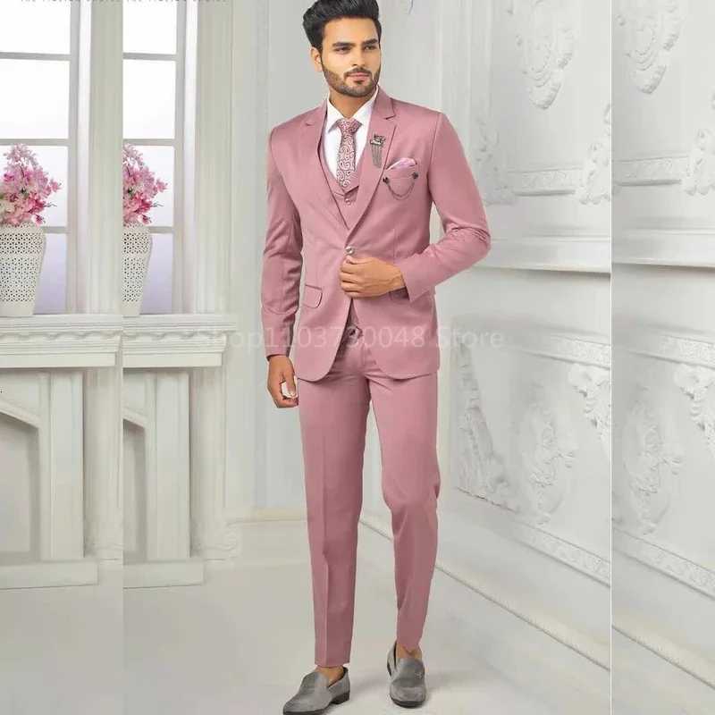 Handsome 3 Piece Pin Wedding Tuxedos Notch Lapel Men Suit Slim Fit One Button Groom Wear Formal Party Blazer JacketVestPants W250910