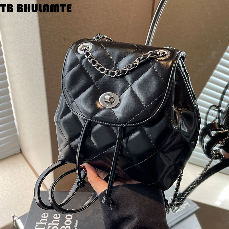 Free Shipping Designer Bag Chain Quilted Backpack Simple Women High-end 2025 New Summer Luxury Bag Korean Style PU Small Backpack For Going Out