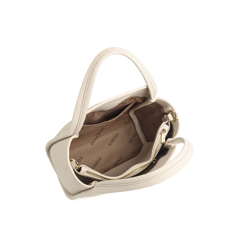 Retro fashion large capacity handbag 2025 new design versatile commuting convenience shoulder bag gray beige