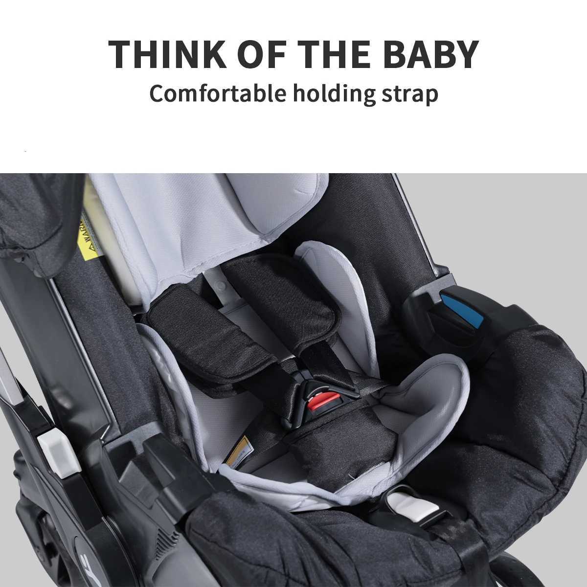 Portable baby stroller bidirectional push foldable metal frame adjustable sunshade roof W250910