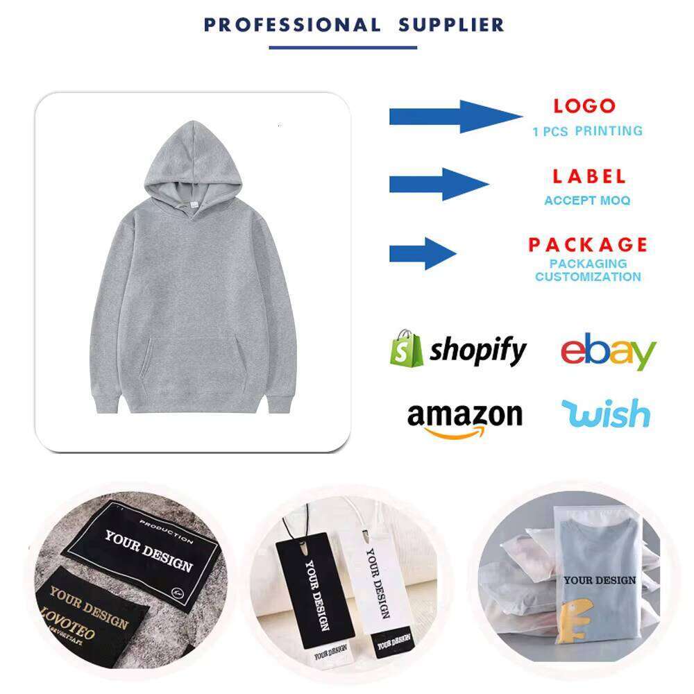 100% Polyester Logo Streetwear Oversized Pullover Men's Hoodie