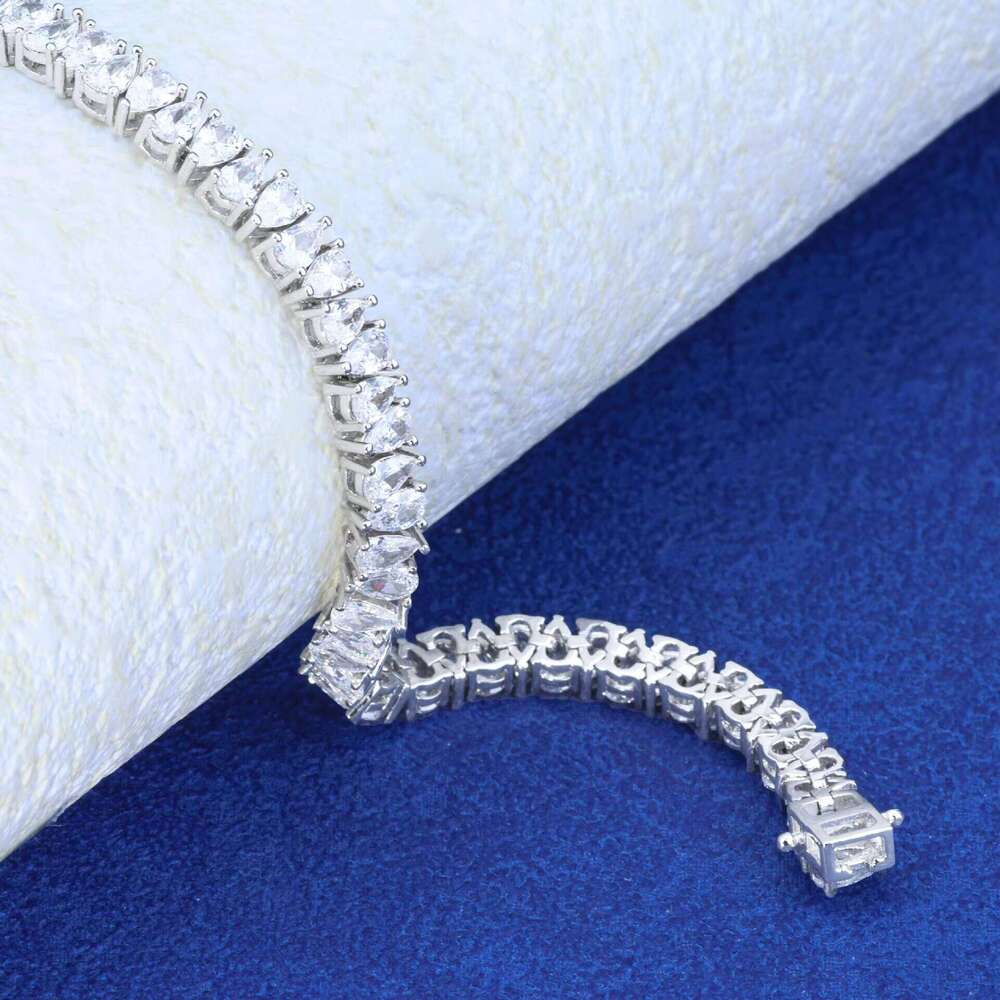 0.5ct 4*6mm Hiphop S Sterling Sier Moissanite D Color Pear Cut Water Drop Shape Full Dia Tennis Bracelet