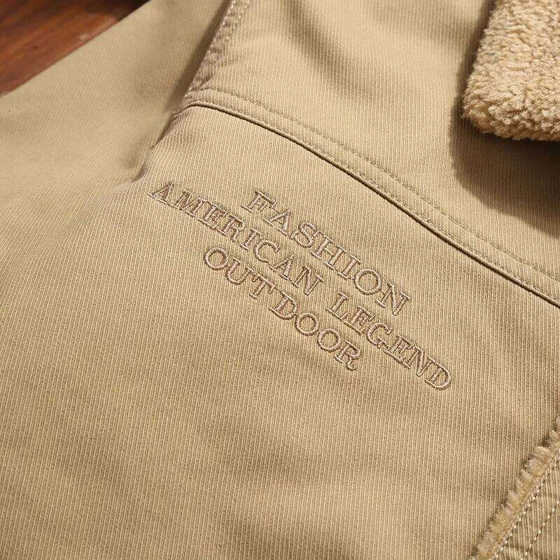 Winter Lamb Jacket Men's Classic Vintage Thick Fleece-lined Warm Wool Collar Parka Fashion Brand Windproof Motorcycle coat