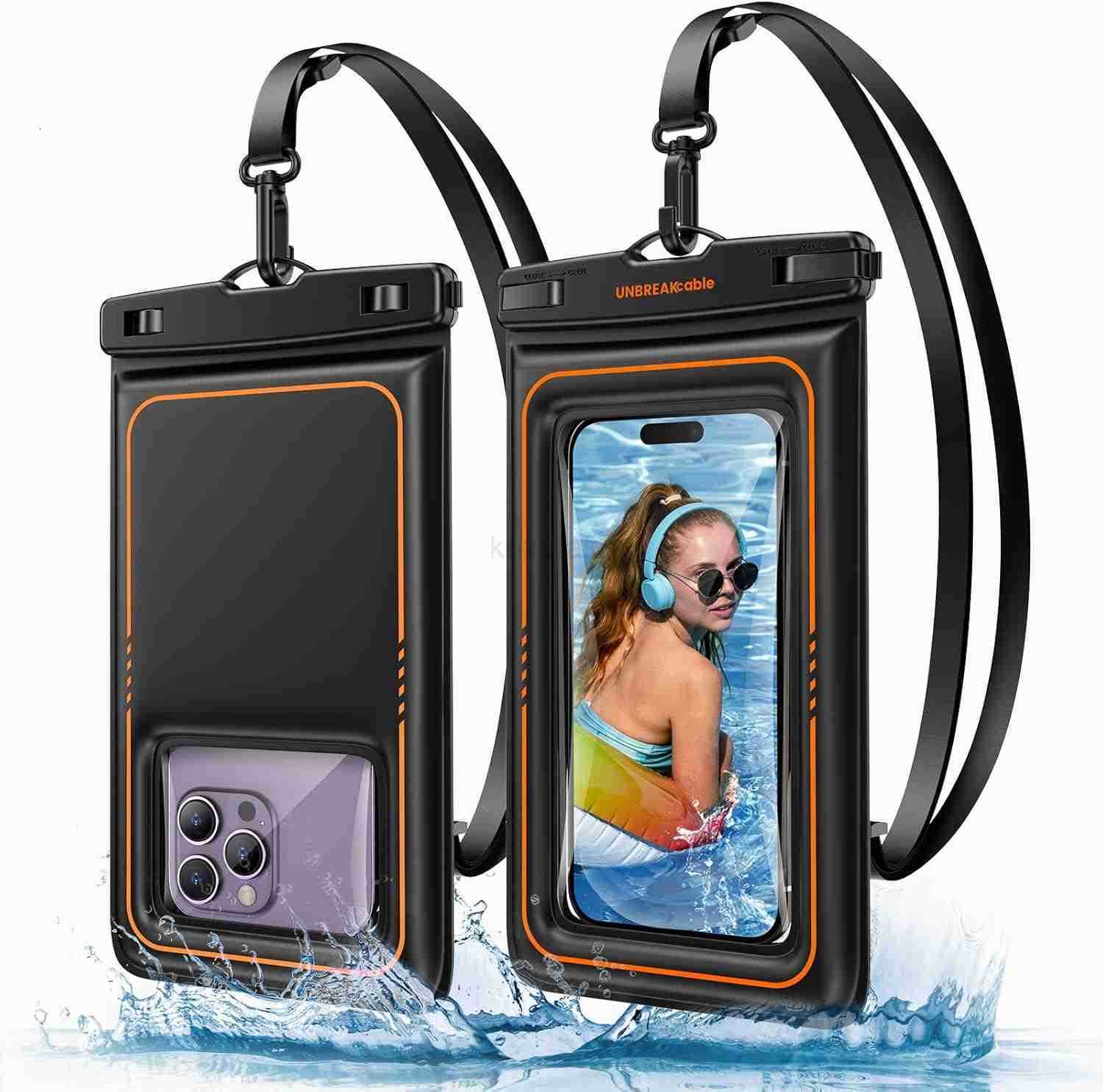 Floating Waterproof Phone Pouch 2 Pack IPX8 Waterproof Phone Case Dry Bag KayakBeachCruise Travel Essentials Water Proof Pouch for iPhone 16 15 Pro Ma