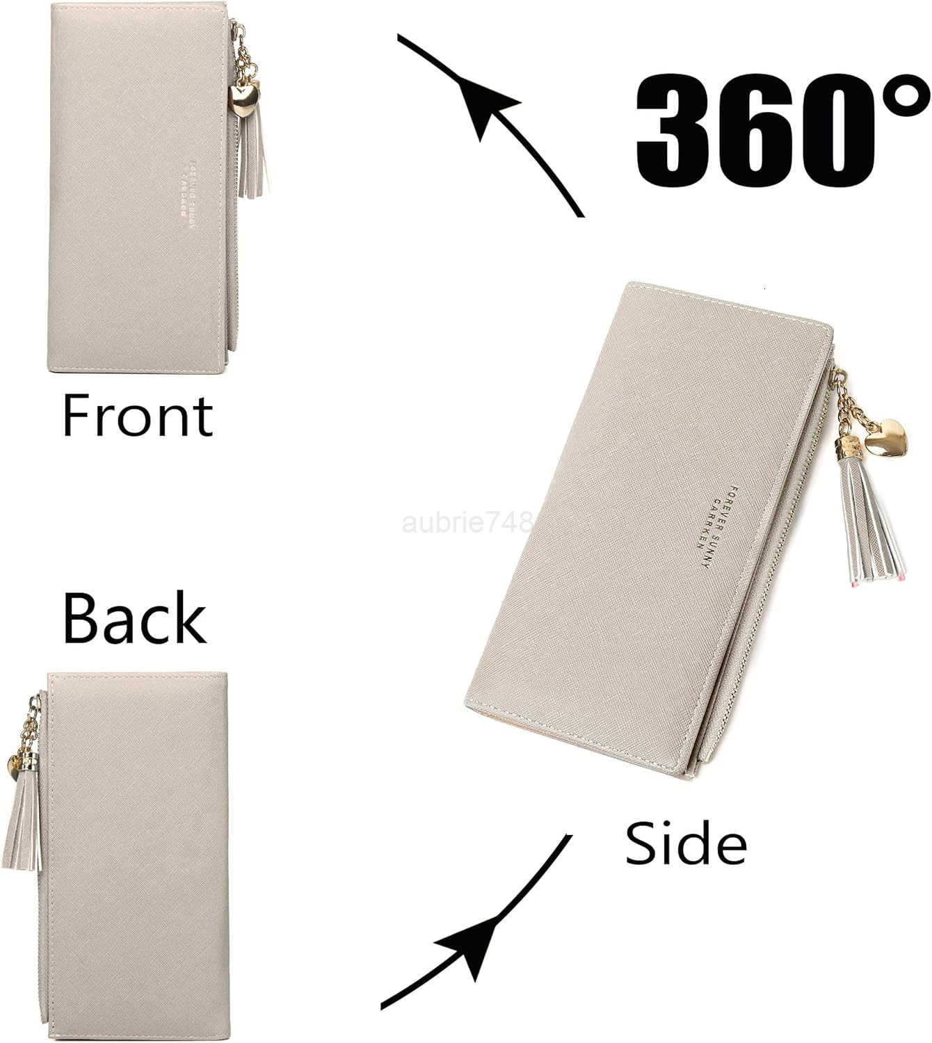 Long Wallet for Women Grey Leather 12 Card Slots Coin Pocket Minimalist DesignZ250910