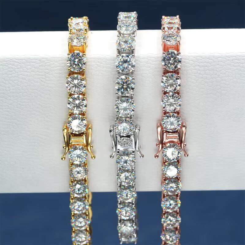 Fine Jewelry Bracelets 2-5mm Sterling Sier Hip-Hop Single Row Chain Moissanite for Women Tennis Bracelet