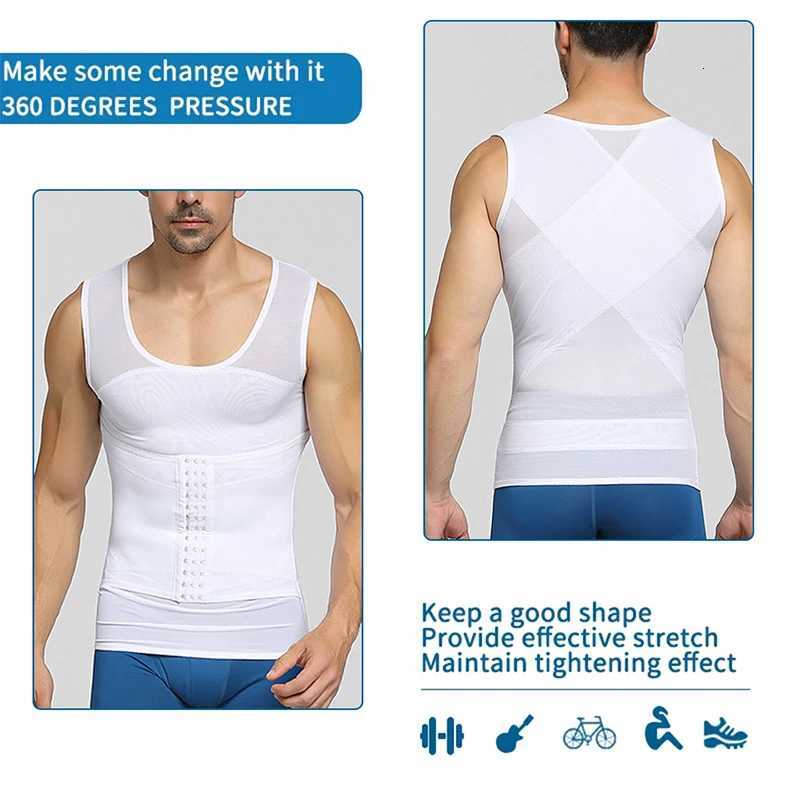 Mens Slimming Shaper Posture Vest Abdomen Reducing Gynecomastia Compression Body Modeling Shapewear Chest Tummy Shirt Corset W250910