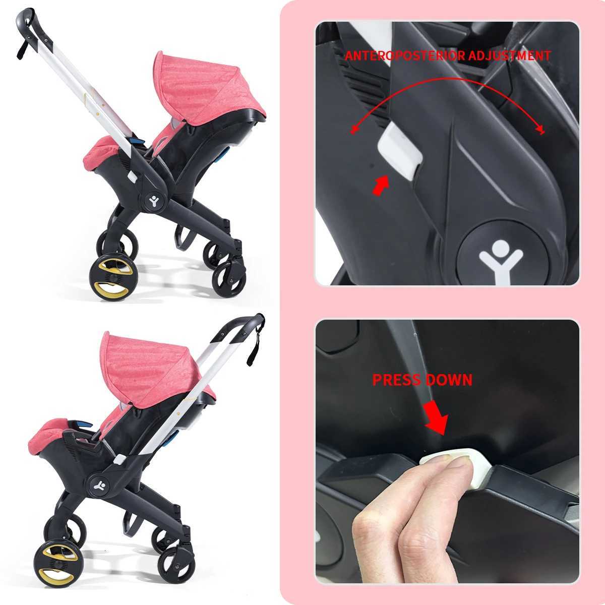 Foldable baby stroller portable and bidirectional adjustable sunshade roof metal frame available in multiple colors W250910