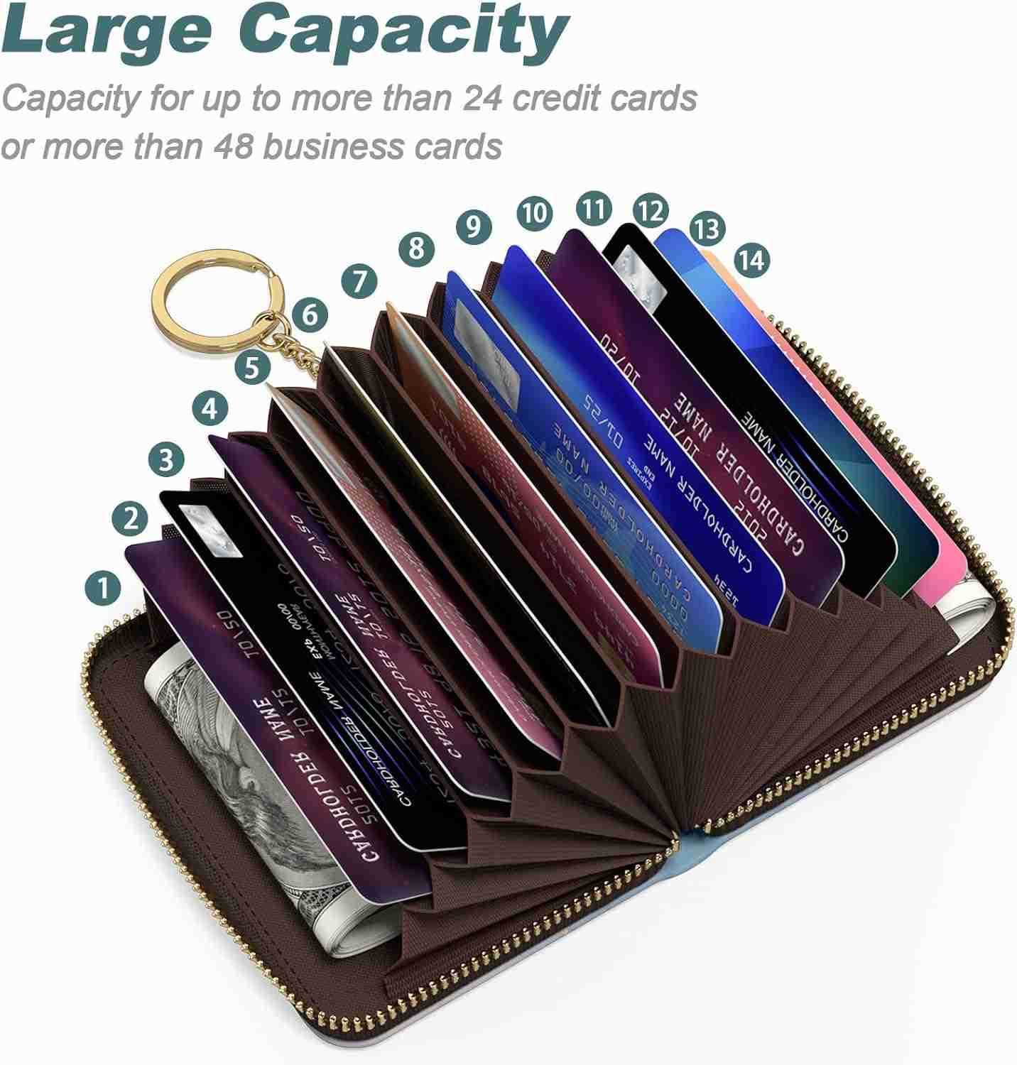 Womens Small RFID Blocking Leather Wallet Colorful Ink Marble Slim and Compact Size 12Slot Compartment Protects PrivacyZ250910