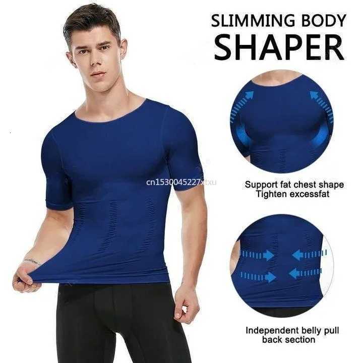Mens Shaper Cooling TShirt Compression Shapewear Body Shaper Chest Binder Shirt Slimming Waist Tummy Trimmer Shapers Body Top W250910