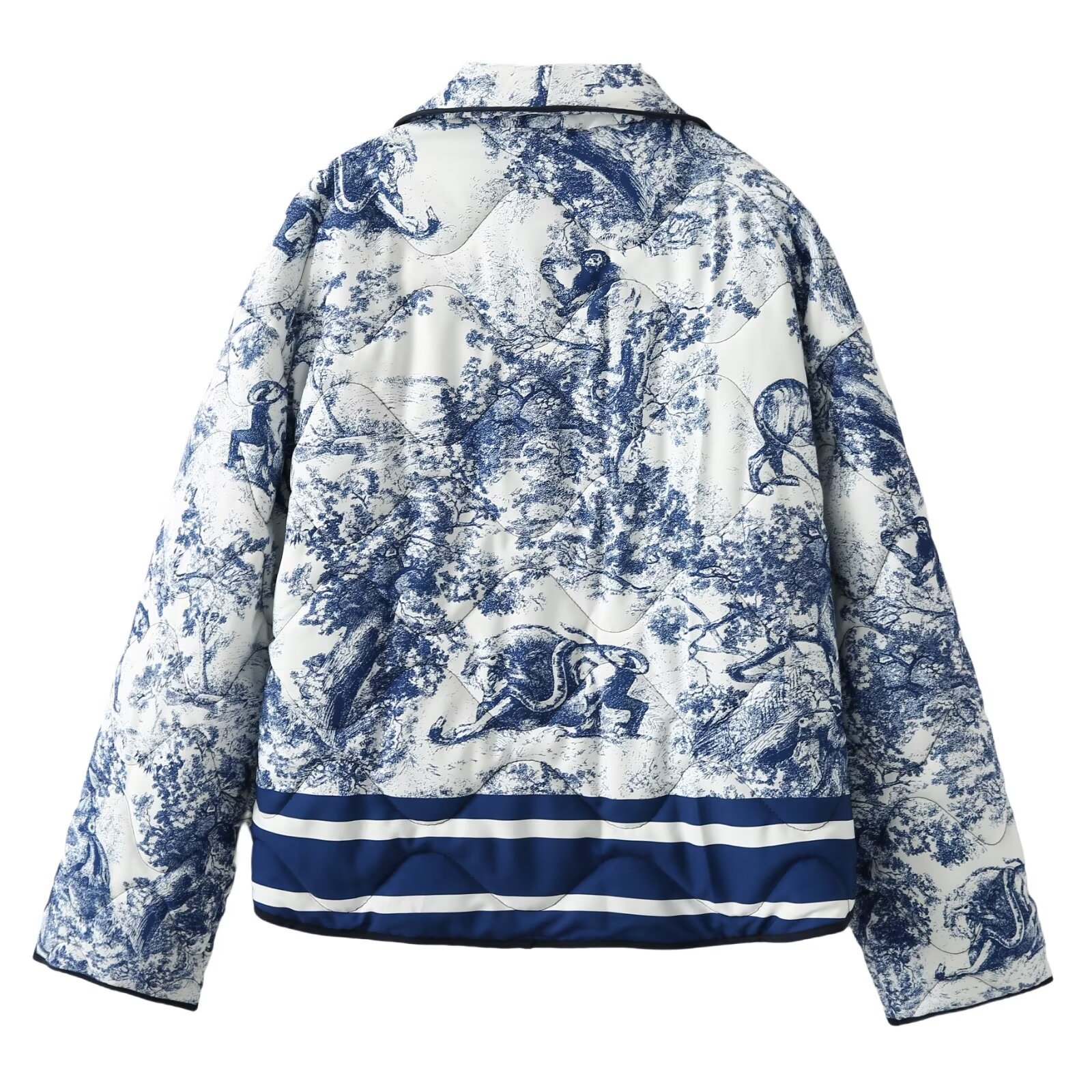 Women's Retro Print Contrast Jacket Coat Lapel Long Sleeve Double Pocket Casual Cardigan Fall Winter Female Chic Overcoat