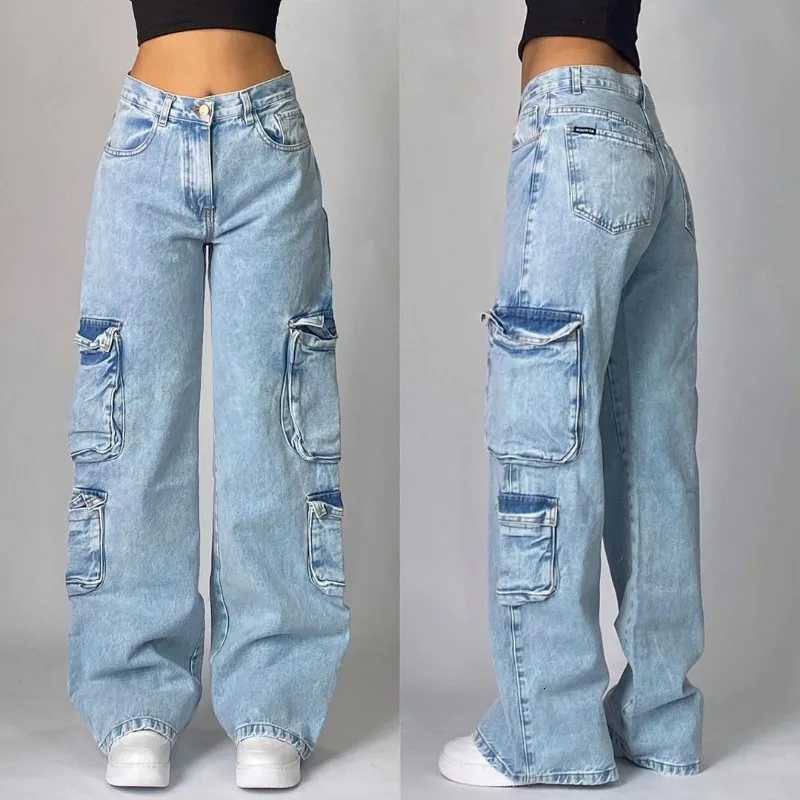 Y2K Fashion Baggy Jeans Denim Cargo Pants Womens Vintage Multi Pocket High Waist New Harajuku Gothic Wide Trouser Streetwear Z250910