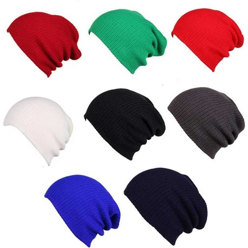 Solid Unisex Beanie Autumn Casual Soft Knitted Beanie Stretch Skull Hat Fashion Warm Hat Men Women Plain Daily HatXJ250910
