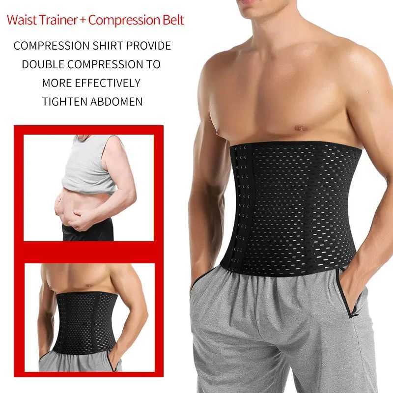 Mens Waist Corset Abdomen Reducer Slimming Belt High Compression Shapewear Modeling Strap Workout Girdle Faja W250910