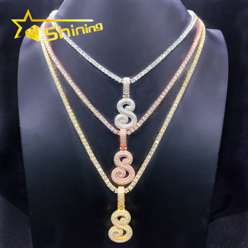 Hip Hop Jewelry 925 Silver Pass Diamond Tester Moissanite Letter Pendant Custom Iced Out Moissanite Pendant for Men