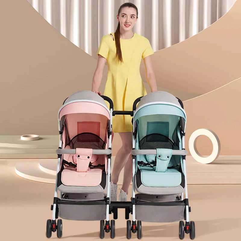 Twins Baby Stroller High Landscape TwoWay Can Sit and Lie Down Detachable Ultralightweight Portable Folding Baby Stroller W250910