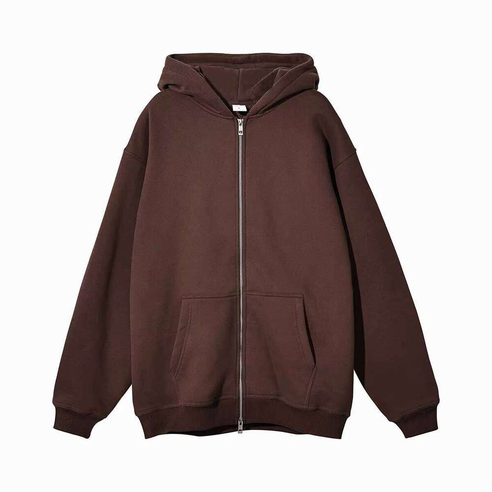 High-Quality Thick Wool Cotton Heavy Oversized Logo Blank Cordless Zipper Hoodie
