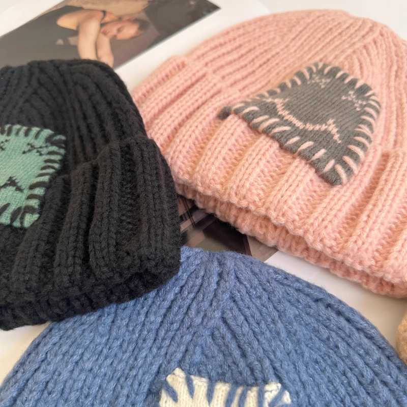 Japanese Thick Knitted Beanies Hat for Wen Autumn Winter Versati Show Face Small Outdoor Ear Protection Warm Hat Bucket Hat G250910