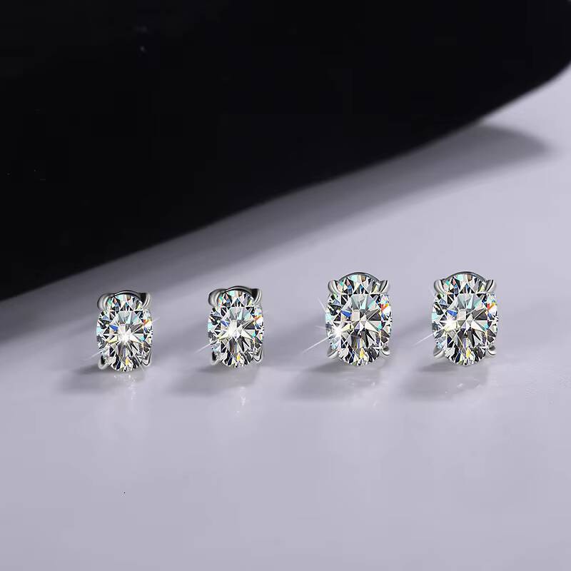 Moissanite Fine Jewelry Stud Earring for Women Simple Diamond S925 1CT Moissanite Oval Cut Earrings High Quality Bridal Jewelry