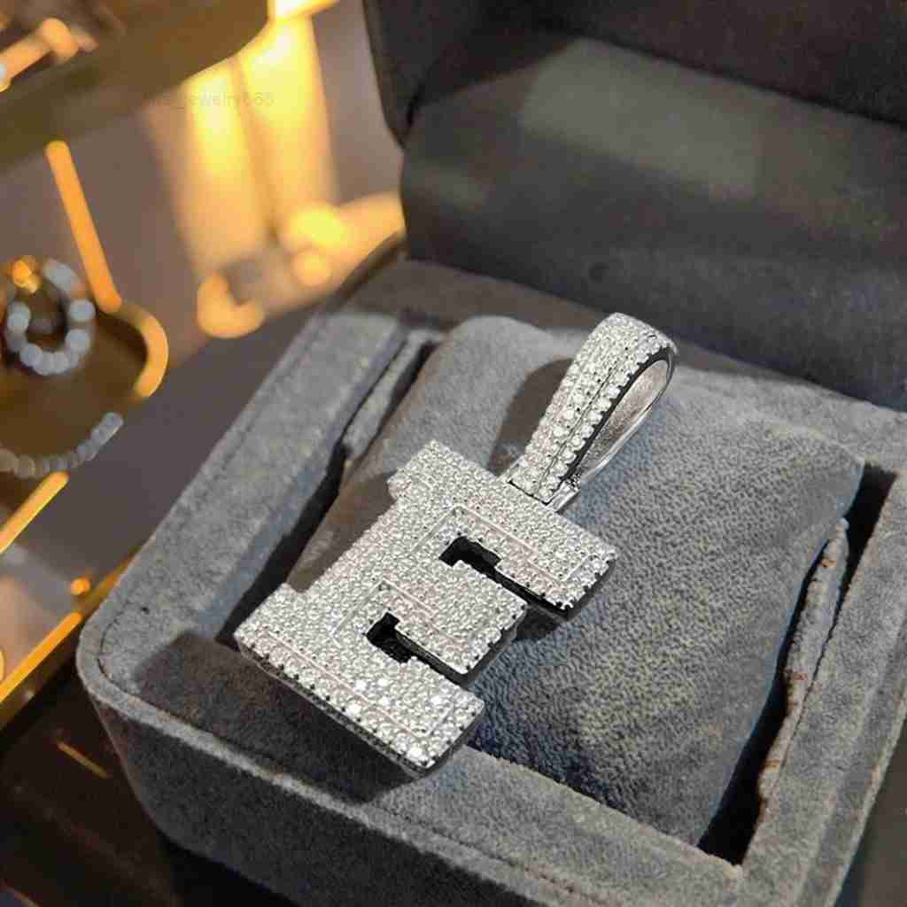 Hip Hop Alphabe Initial Letter Pendant Necklace Moissanite Iced Out Jewelry with Charms