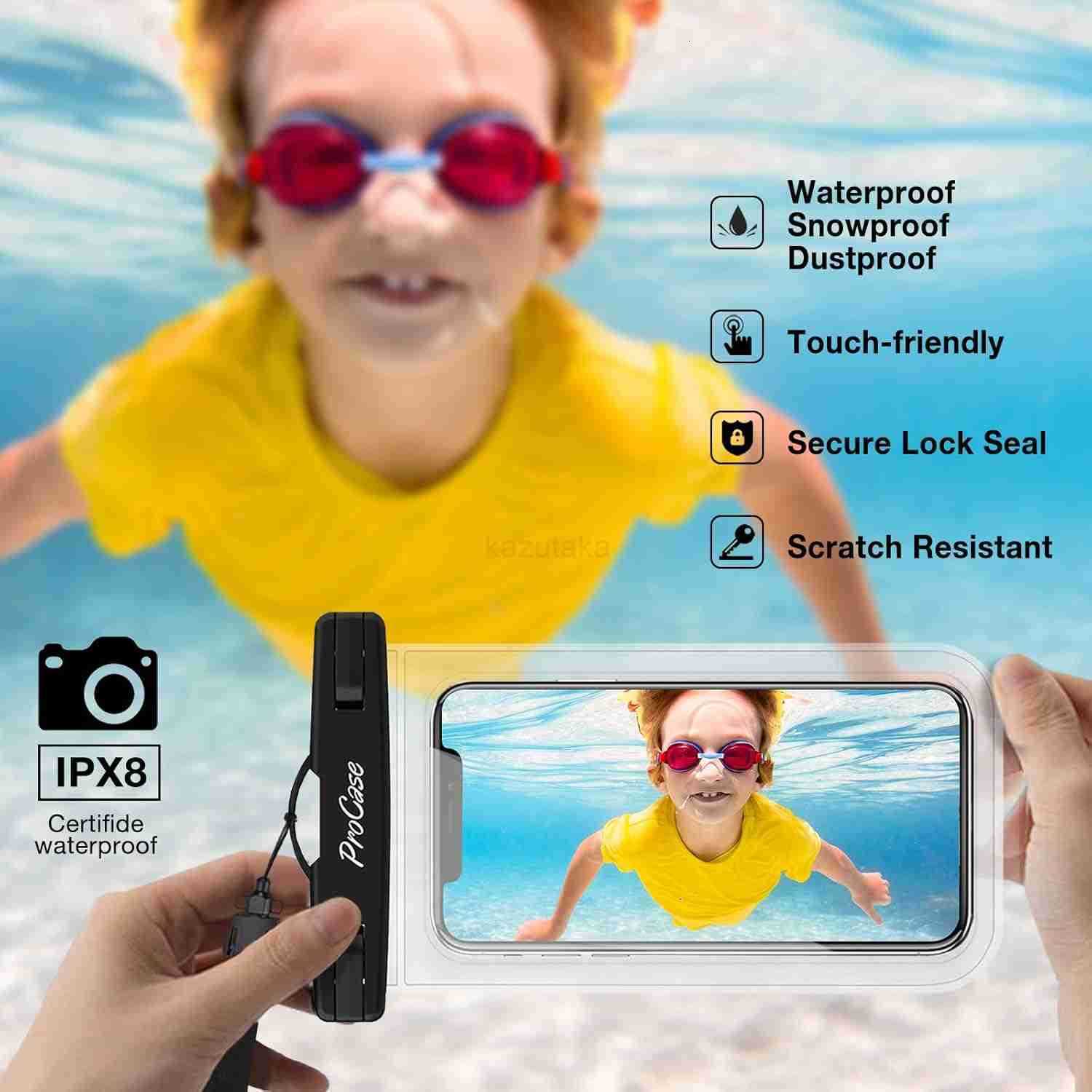 2 Pack Waterproof Phone Pouch Case 7 Universal Underwater Cellphone Dry Bag for iPhone 16 15 14 13 Pro Plus Max 12 11 S24 S23 S22 Ultra Pixel Clear Z2