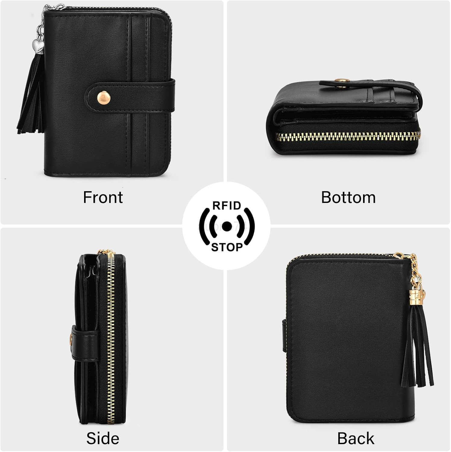Wallet Women Small RFID Blocking Bifold CARD Wallets with ID Window and Tassel Zipper Coin Pocket Ladies WalletZ250910