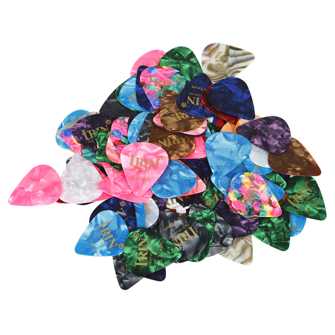 Professional 0.71mm Celluloid Picks for Guitar by IRIN - 100-Pcs Bulk Pack Standard Plectrum