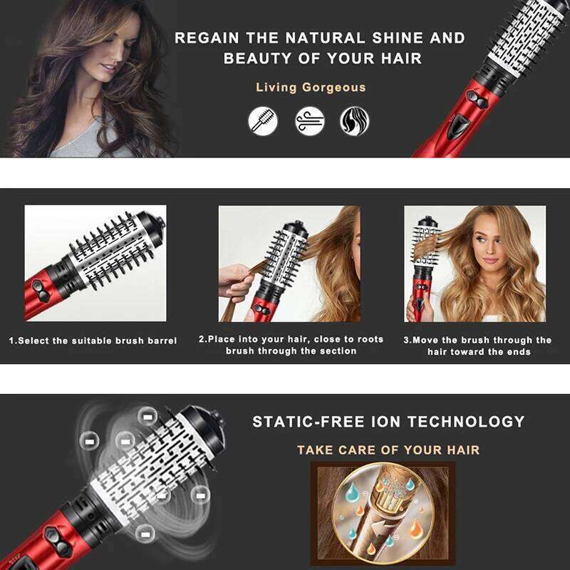 2-in-1 professional automatic rotating hair dryer curler Comb Hot air brush ion multi-functional styling tool