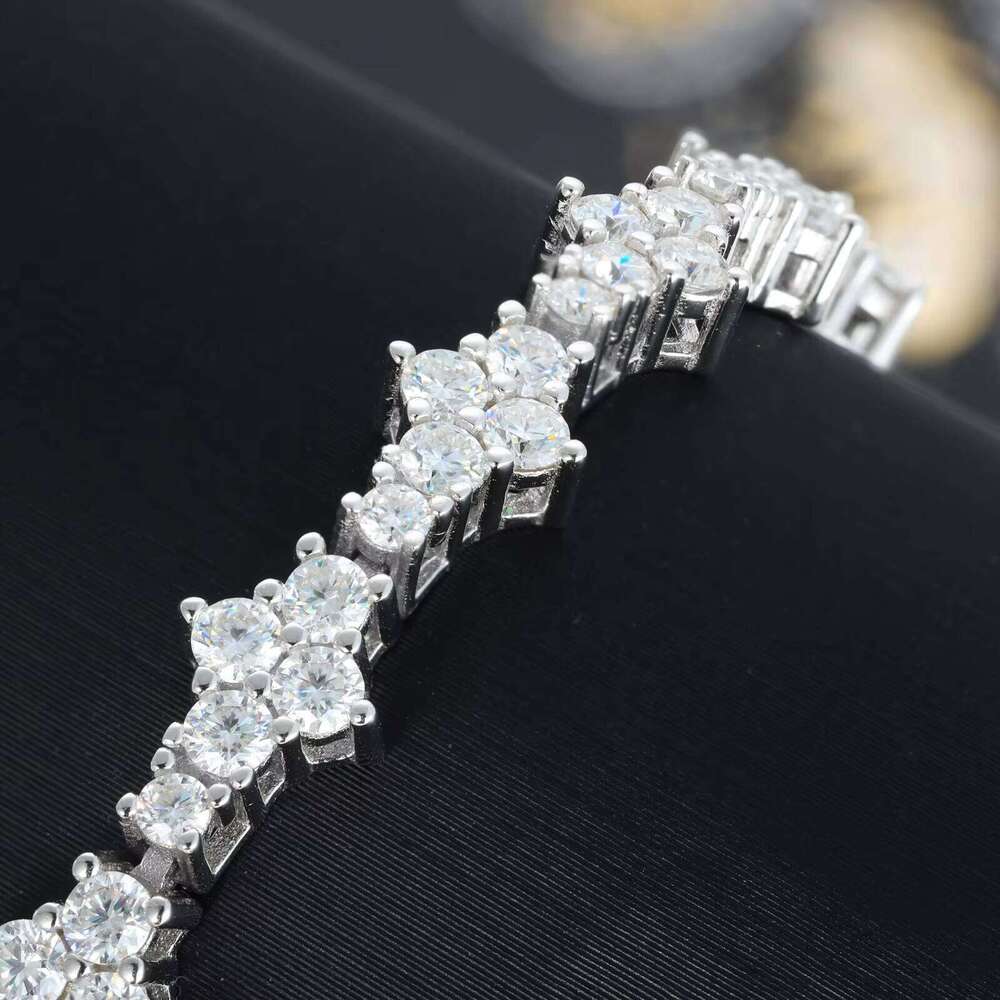 Stylish Fashion Femme Design Sterling Sier VVS Moissanite Dia Iced Out Four Leaf Clover Cross Tennis Chain Bracelet