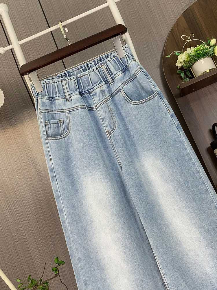 Retro Fashion Blue Baggy High Waisted Plus Size Jeans Woman Denim Long Pants Streetwear Autumn Winter Loose Wide Leg Trousers Z250910