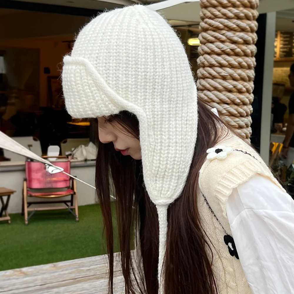 Winter Warm Knitted Hat Wen Earflap Beanie Super Soft Thicke Windproof Cold Weather Fashion for Autumn Thick Hats G250910