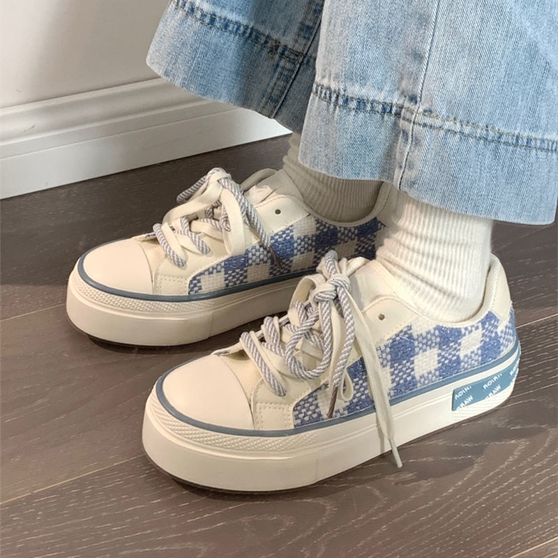 Women's canvas shoes autumn designer breathable women's shoes trend versatile student niche low top sports shoes breathable height increase