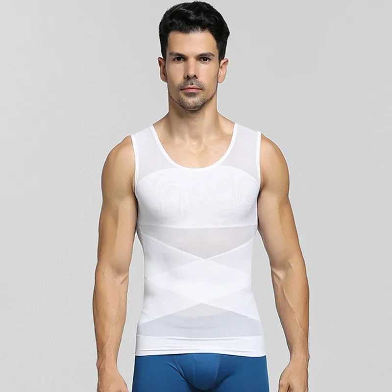 Chest Compression Vest Men Gynecomastia Body Shaper Posture Corrector Slimming Waist Control Tummy Trimmer Mesh Tops Large Size W250910