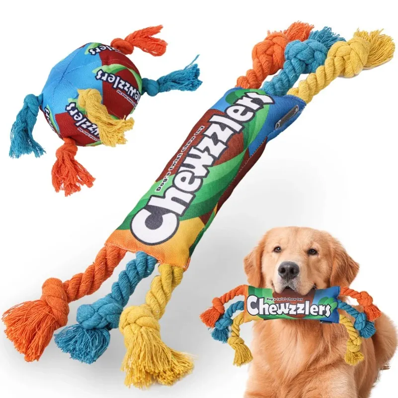 Puppy Dogs Toys Puppy Colorful Cotton Chew Rope Knot Toy Durable Dog Cleaning Teeth Braided Bone Rope Pet