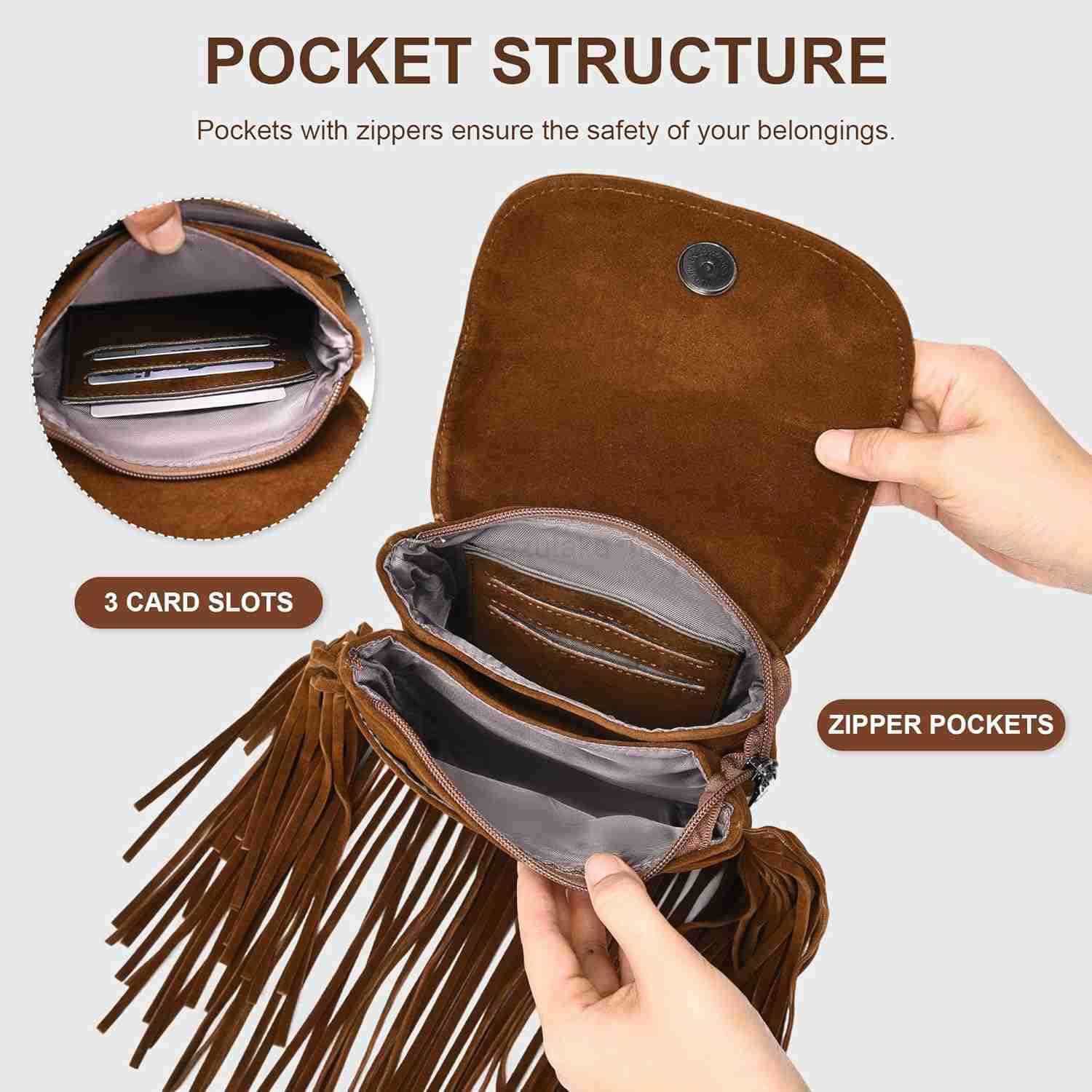 Small Crossbody Bags for Women Trendy Designer Cell Phone Bag Suede Tassel Wallet Purses with Card Slots Z250910