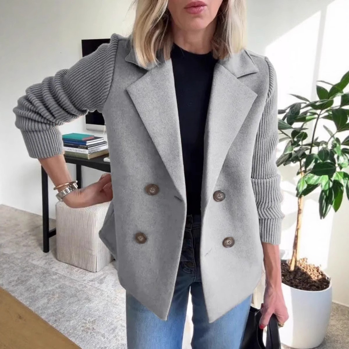 2025 Spring New European and American Fashion Women's Fashion Elegant Wool design Patch Coat Designer Coat