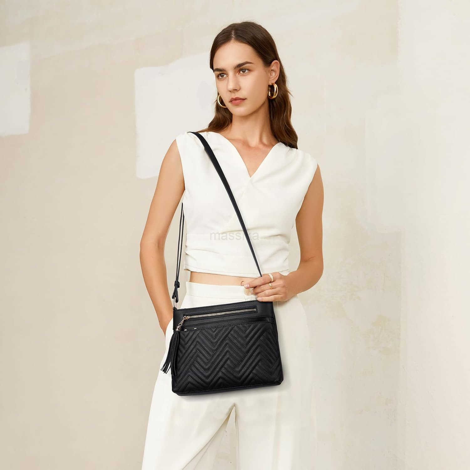 Crossbody Purses for Women Medium Shoulder Bag Quilted Handbags with Zipper Pocket M250910