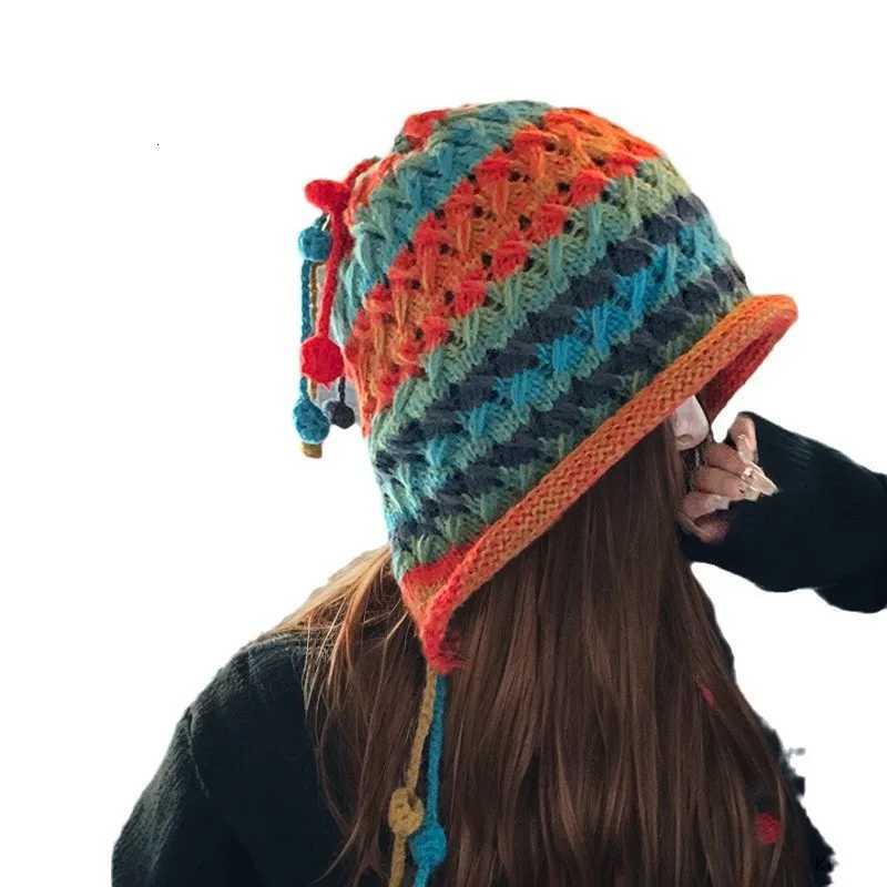 Wens Fashion Handmade Cold Warm Knitted Wool Colour Tassel Warm gear Haiall Ear Protection isure Beanie Hat G250910