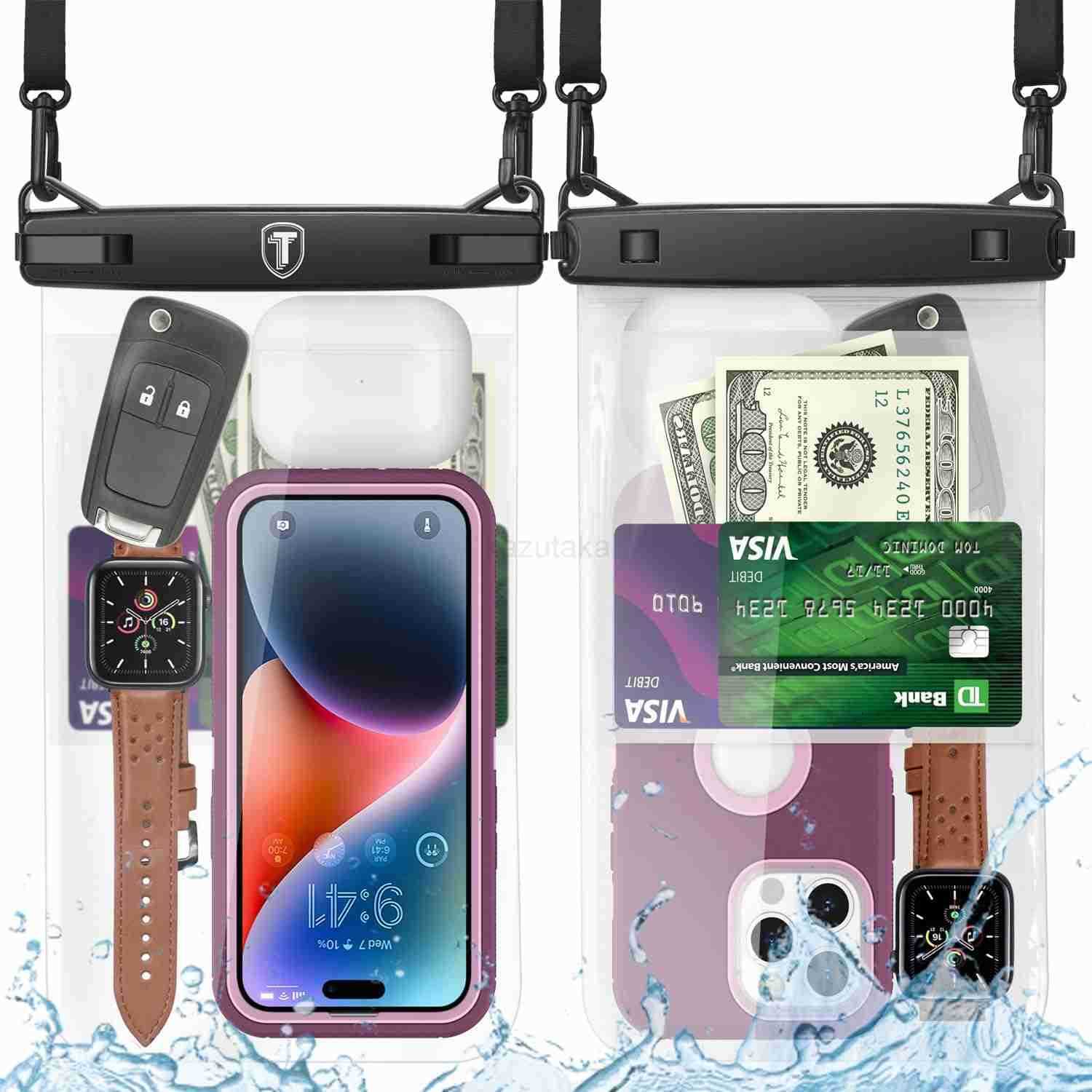 Extra Large Waterproof Phone Pouch Bag Case for S25 Ultra S24 Plus S23 Note 20 A36 A35 A16 A15 iPhone 16E 16 Pro Max Up to 10 2Pack IPX8 Vacation Cell
