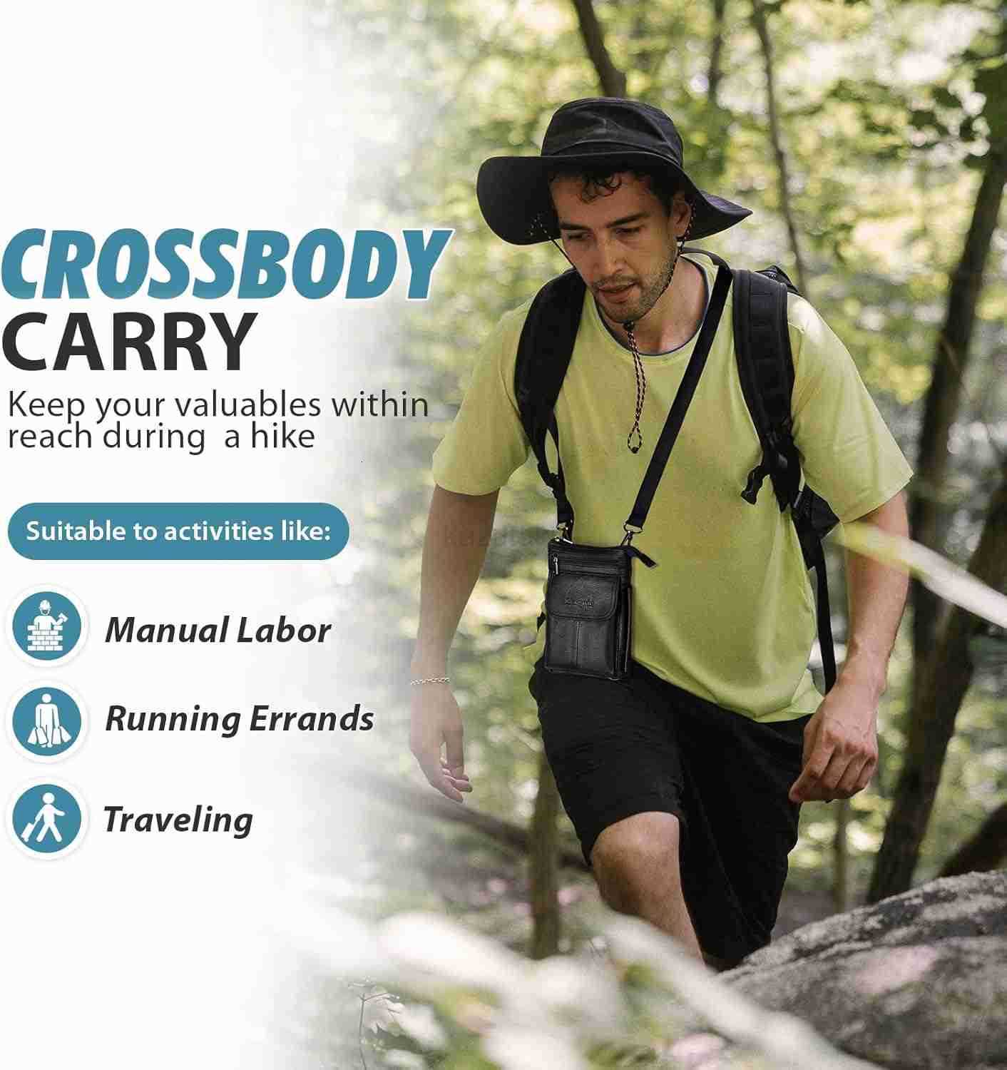 Genuine Leather Small Crossbody Purse for Men Women Travel Passport Wallet Cell Phone Shoulder Holster Belt Pouch Messenger Bag Z250910