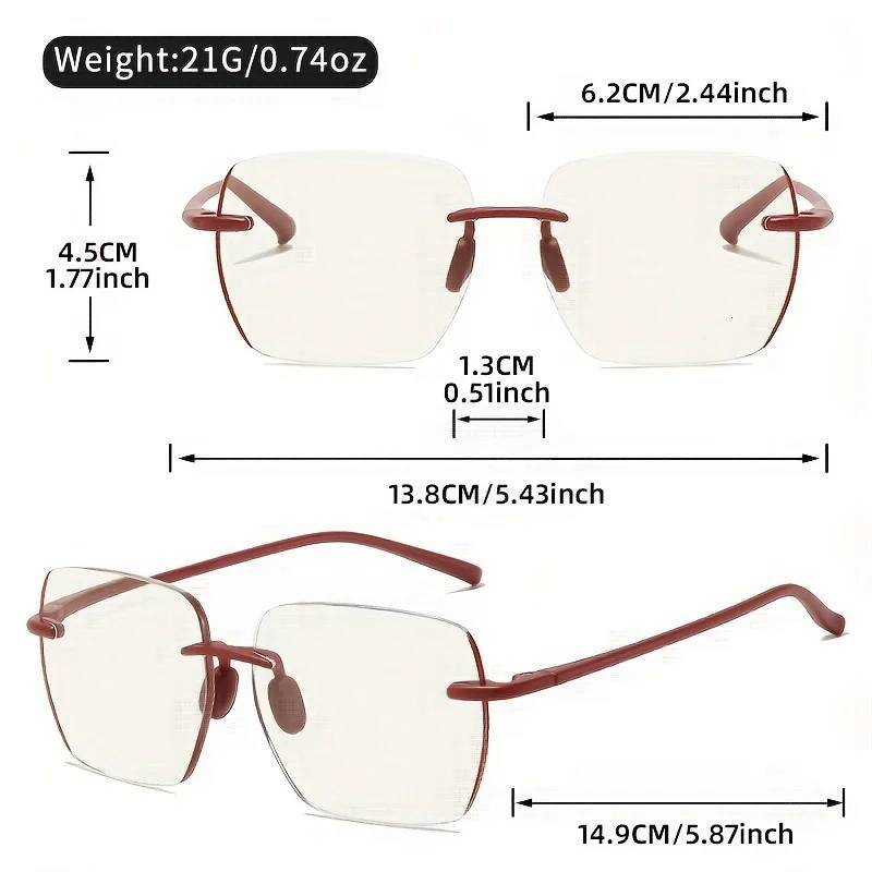 Elegant Frameless Oversized Square for Unisex Anti-Fatigue, High-Quality PC Material,Comfortable Reading Glasses ddmythur