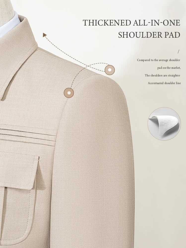 ST Cassy slim fitting Mens Suit thin version Classic Fit Single Breasted Multiple pockets Solid Color Casual Business W250910