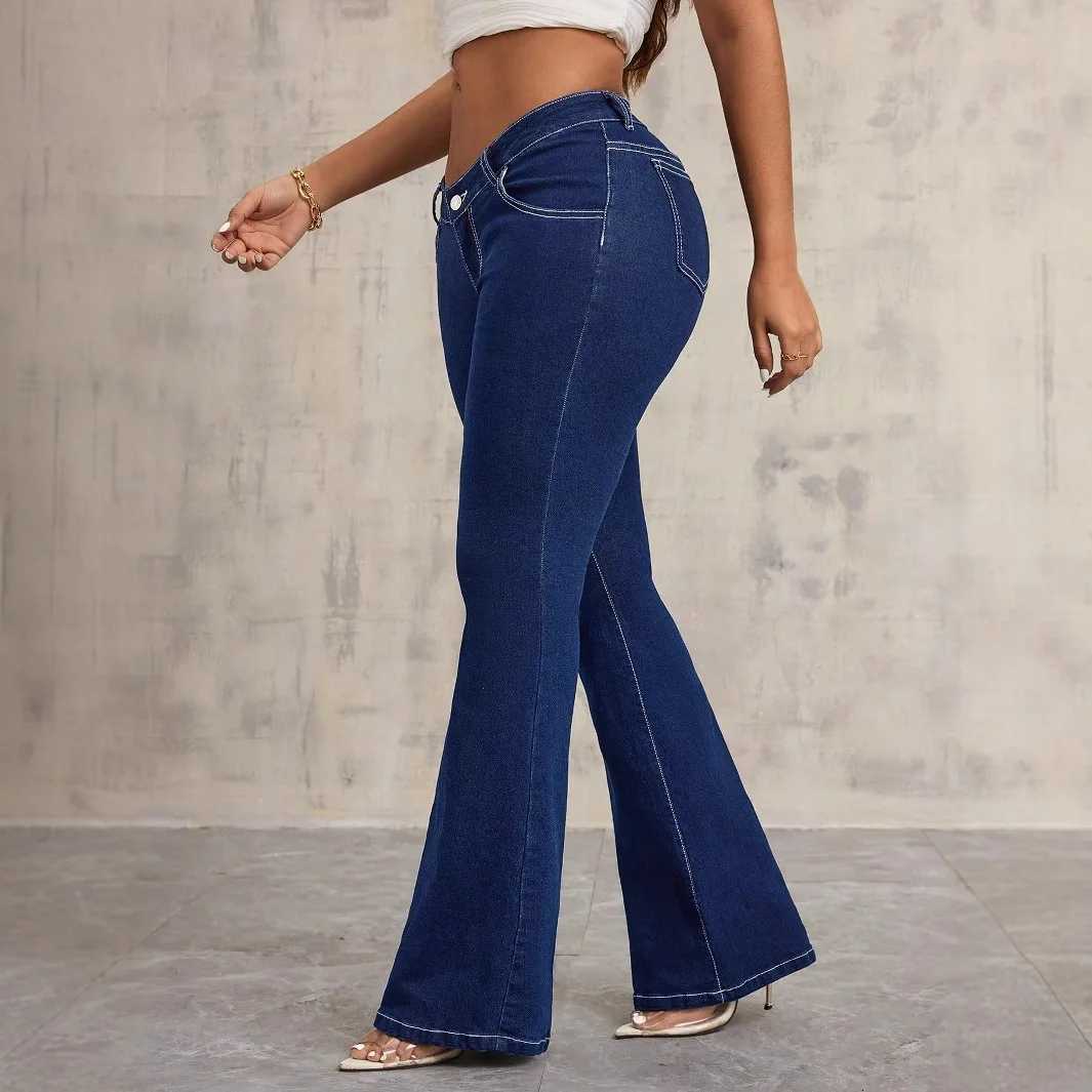 Flare Pants Jeans Women Boot Cut Low Waist Stretch Washed Distressed Pockets Female Vintage Trousers 2025 Streetwear Denims Z250910