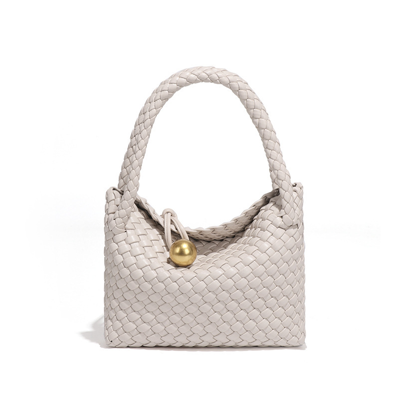 Spring and Summer New French Style Women's High-Quality Texture Pure Handmade Woven Handheld Basket Bag